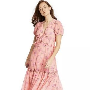 LoveShackFancy Pink floral Short Sleeve Dress